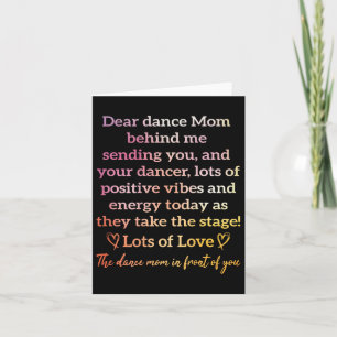 Dear Dance Mum Behind Me Sending You Funny Retro ( Card