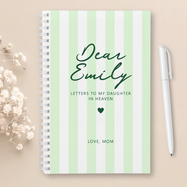 Dear Daughter Grief Journal in Green Stripe (Creator Uploaded)