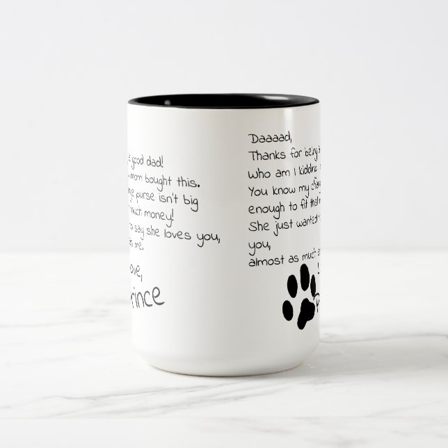 Dear Dog Dad Mum Customisable Pet Name Coffee Mug (Center)