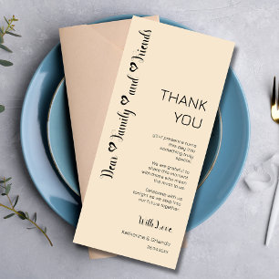 Dear Family Hearts Wedding Place Setting Cards