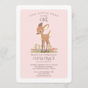 Dear Girl Little Deer Child's Birthday Party Invitation