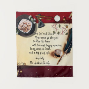 Dear God and Santa Note Red Christmas Quill Pen Tapestry