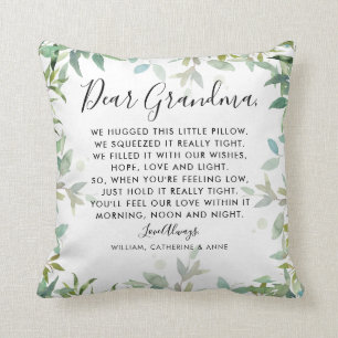 Dear Grandma Botanical Foliage Message Photo Cushion
