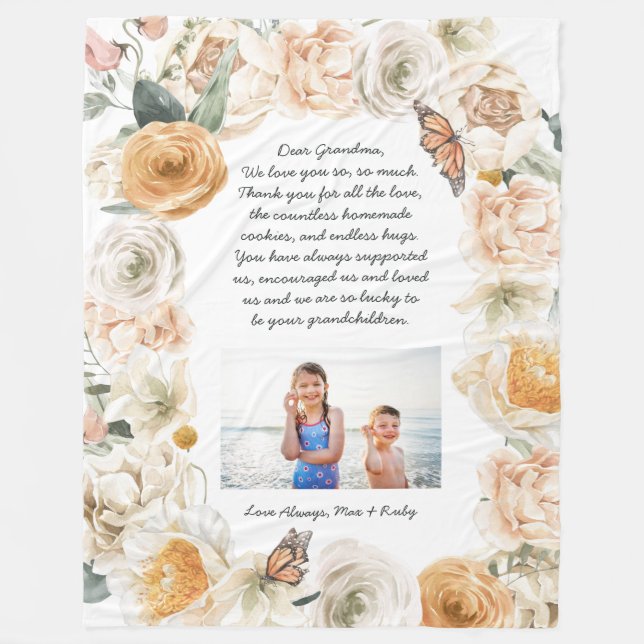 Dear Grandma | Photo & Letter Personalised Fleece Blanket (Front)