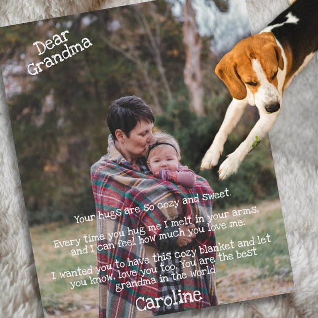 Dear Grandma Your Hugs Cosy and Sweet Photo Fleece Blanket (Creator Uploaded)