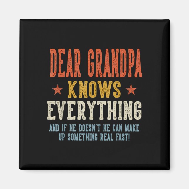 Dear grandpa knows everything father's day retro magnet (Front)