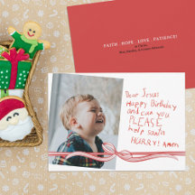"Dear Jesus" Crayon note Photo Christmas Card