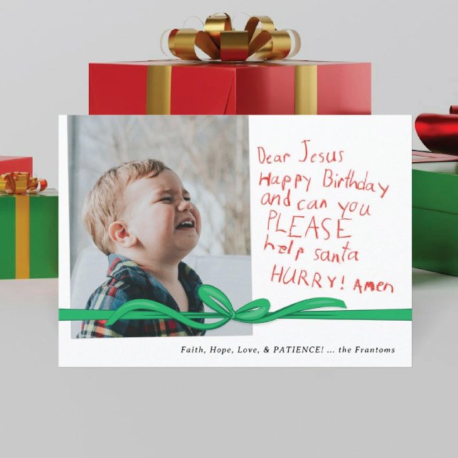 "Dear Jesus" Red Crayon note Photo Christmas Card (Creator Uploaded)