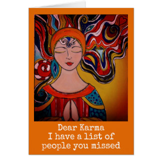 Dear Karma, humour card Zen meditation boho