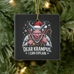 Dear Krampus I Can Explain Christmas Santa  Ceramic Ornament