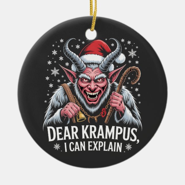 Dear Krampus I Can Explain Christmas Santa  Ceramic Tree Decoration (Front)