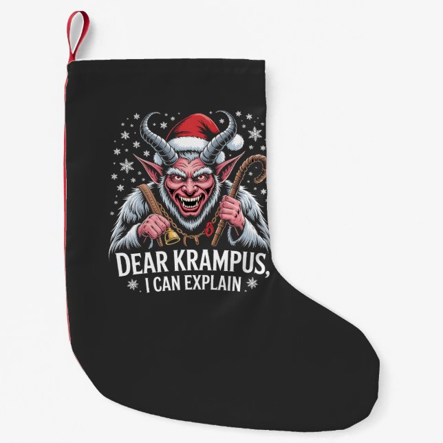 Dear Krampus I Can Explain Christmas Santa  Small Christmas Stocking (Front)