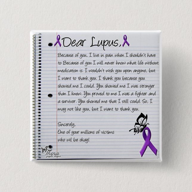 Dear Lupus.. 15 Cm Square Badge (Front)