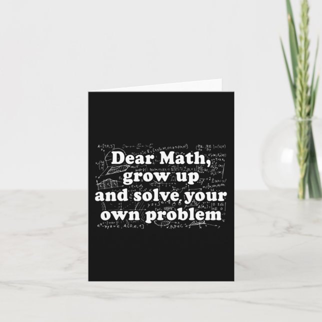 Dear Math Fun Back To School Math Teacher Student  Card (Front)