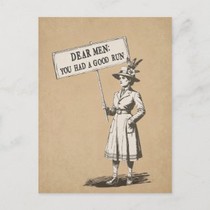 Dear Men You Had a Good Run Vintage Feminist Postcard