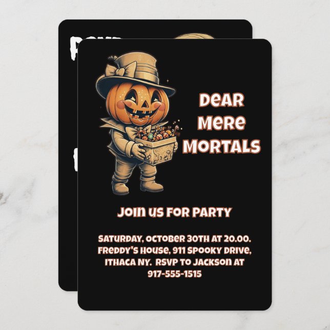 Dear Mere Mortals, Join Us If You Dare Invitation (Front/Back)