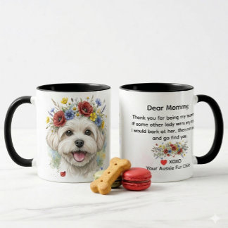 Dear Mommy Maltese Dog Wildflower Wreath Watercol Mug