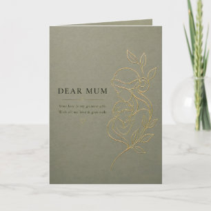 Dear Mum Elegant Gold Line Art Mother Gift Card