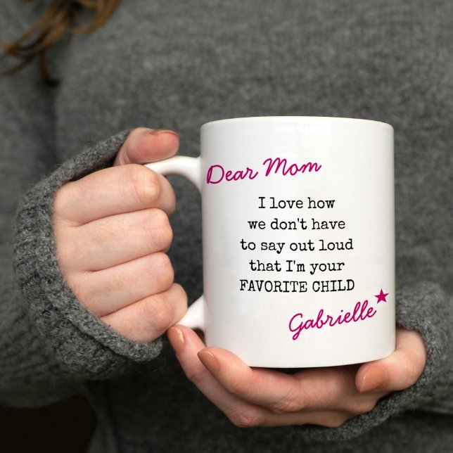 Dear Mum Favourite Child Typewriter Typography Coffee Mug (Creator Uploaded)