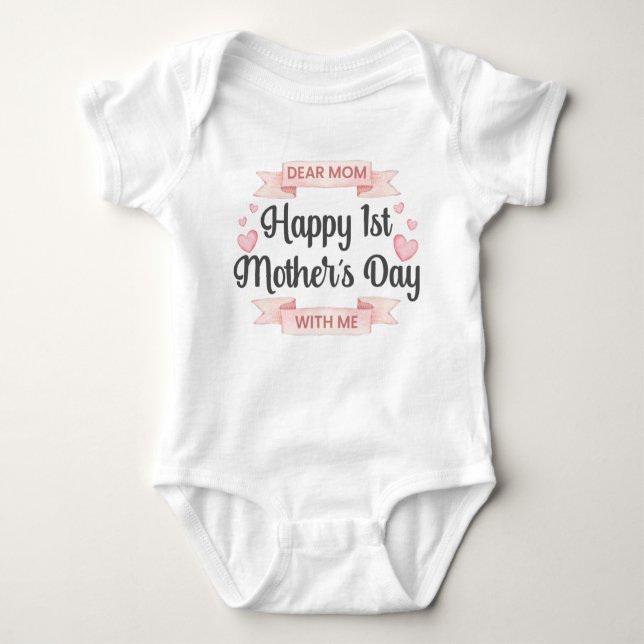 Dear Mum Happy 1st Mother's Day With Me Baby Bodysuit (Front)