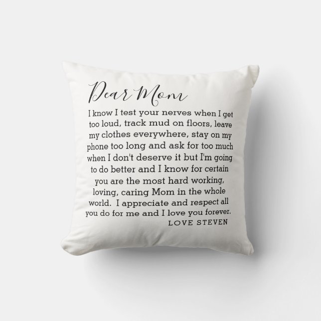 Dear Mum Love Letter From Son Personalised Cushion (Front)