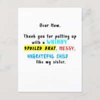 Dear Mum Thank You For Putting Up A Spoiled Brat