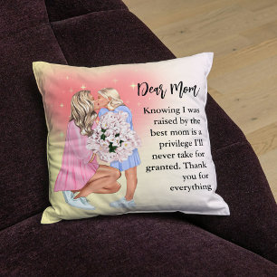 Dear Mum Throw Pillow   Mother Daughter Gift 
