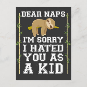 Dear Naps Cute Sloth Napping Lazy Nap Lover Postcard
