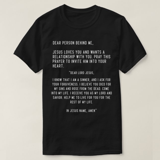 Dear Person Behind Me Jesus Loves You Christian Ae T-Shirt (Design Front)