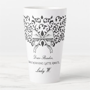 Dear Reader Regencycore Bow Ornate Floral Script Latte Mug