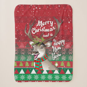 Dear Reindeer - Merry Christmas and happy NewYear Sherpa Blanket