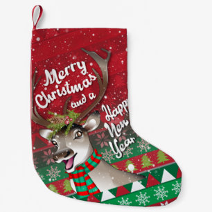 Dear Reindeer - Merry Christmas and happy NewYear Small Christmas Stocking