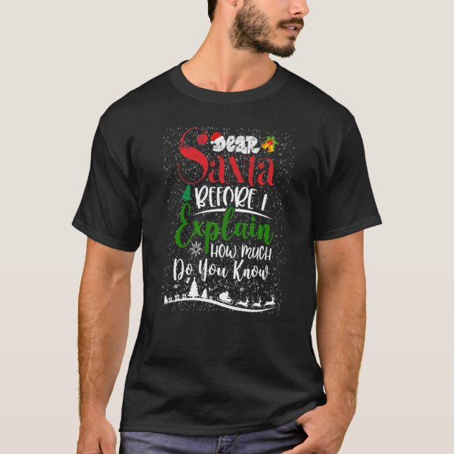 Dear Santa Before I Explain How Much Do You Know A T-Shirt (Front)