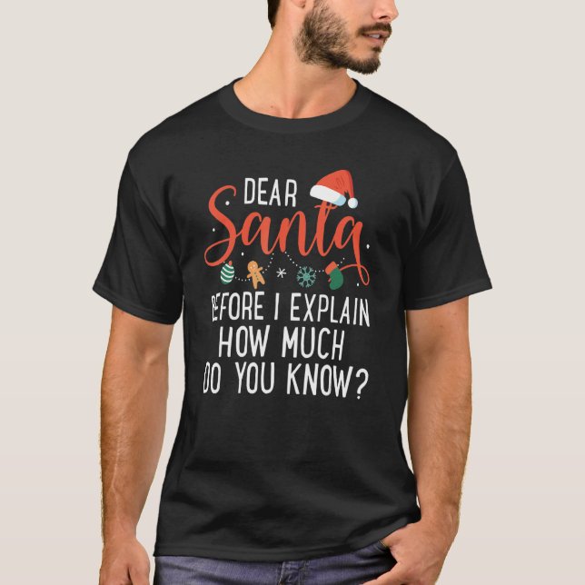 Dear Santa Before I Explain How Much Do You Know C T-Shirt (Front)