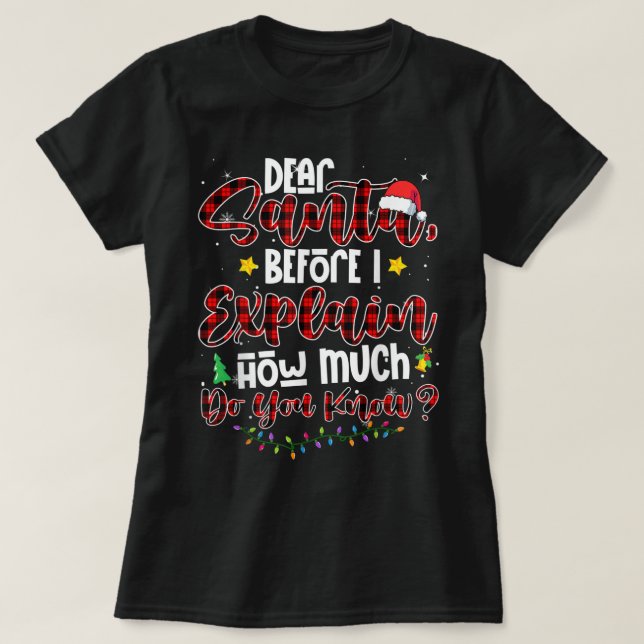 Dear Santa Before I Explain How Much Do You Know C T-Shirt (Design Front)