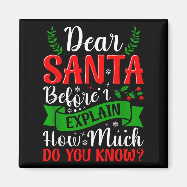 Dear Santa Before I Explain How Much Do You Know X Magnet (Front)