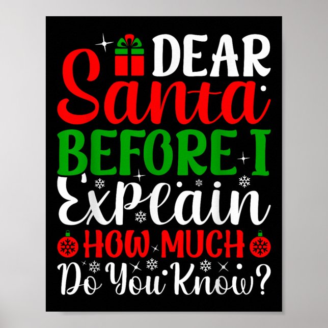 Dear Santa Before I Explain How Much Do You Know X Poster (Front)