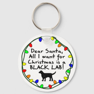 Dear Santa Black Lab Key Ring