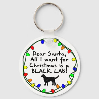 Dear Santa Black Lab Key Ring