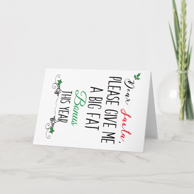 Dear Santa Bonus Greeting Card (Front)