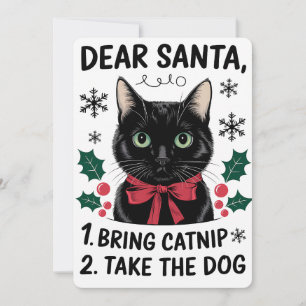 Dear Santa Bring Catnip Take The Dog Christmas Invitation