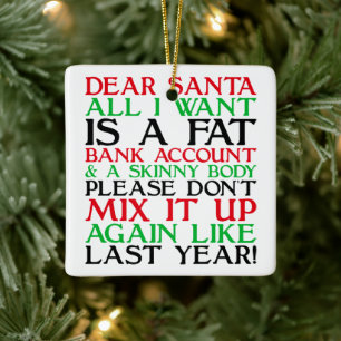 Dear Santa Ceramic Ornament