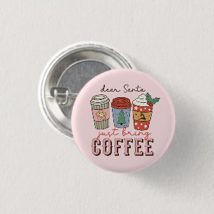 Dear Santa Christmas Coffee Latte 3 Cm Round Badge
