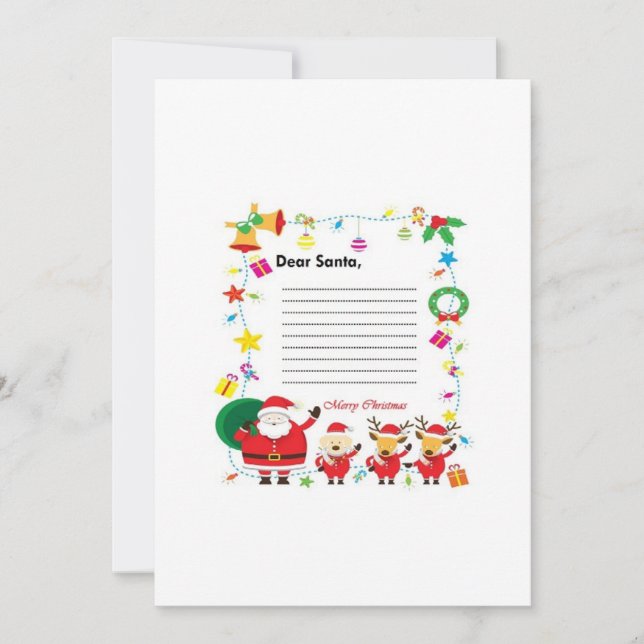 Dear Santa, Christmas Wish List For Kids Invitation (Front)