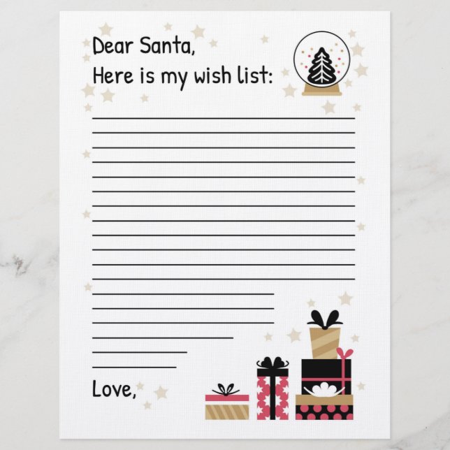 Dear Santa Christmas Wishlist Letterhead (Front)