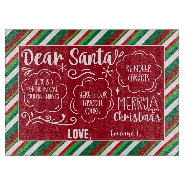 Dear Santa Cookie & Milk tray red background Cutting Board (Front)