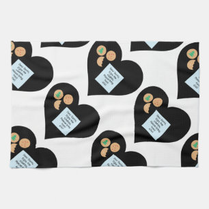 Dear Santa Cookies Bring Toys Black Heart Tea Towel