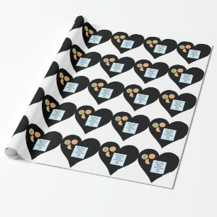Dear Santa Cookies Bring Toys Black Heart Wrapping Paper