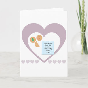 Dear Santa Cookies Bring Toys Purple Hearts Holiday Card