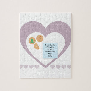 Dear Santa Cookies Bring Toys Purple Hearts Jigsaw Puzzle